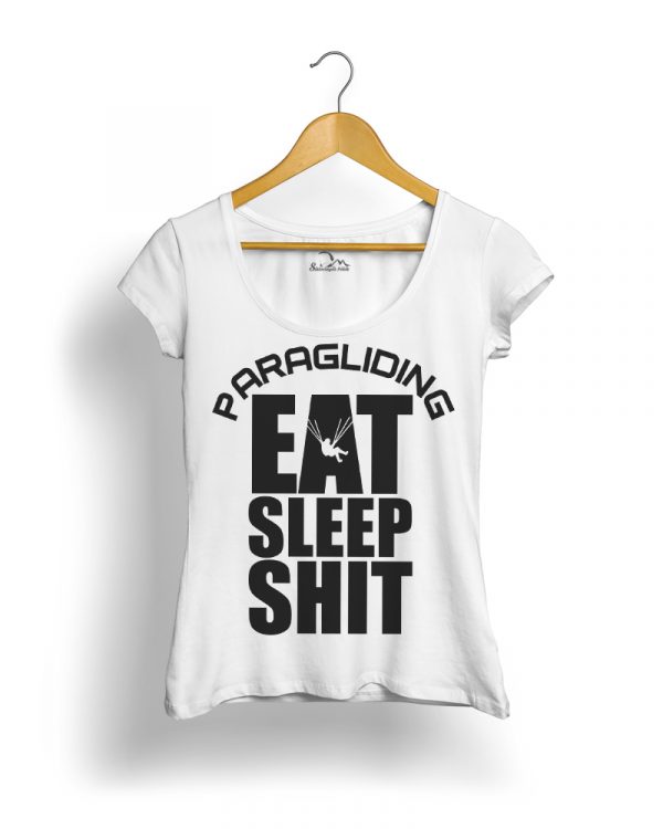 eat sleep shit paragliding siklóernyős női polo fehér