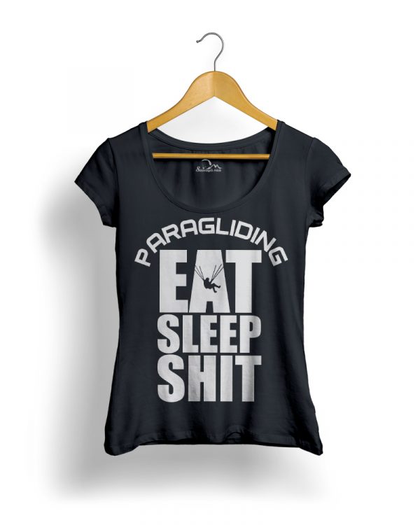 eat sleep shit paragliding siklóernyős női polo fekete