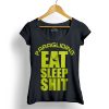 eat sleep shit paragliding siklóernyős női póló fekete neon sárga