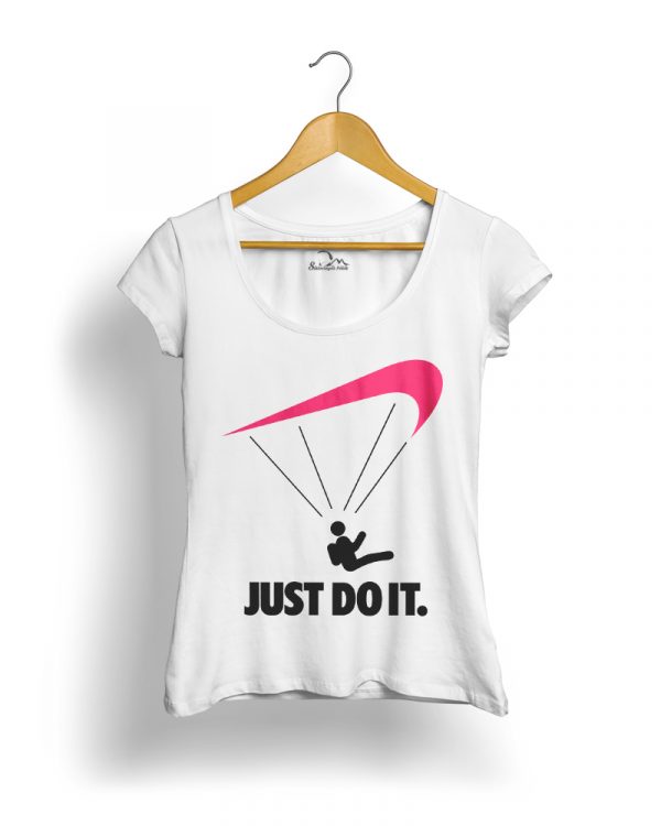 Just do it Siklóernyős Női Póló fehér neon pink