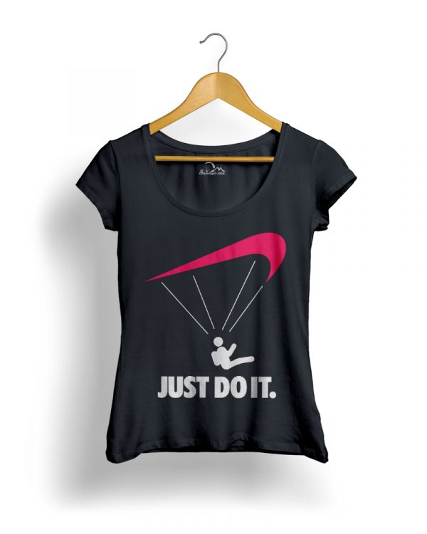Just do it Siklóernyős Női Póló fekete neon pink