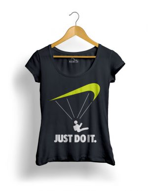 Just do it Siklóernyős Női Póló fekete neon sárga